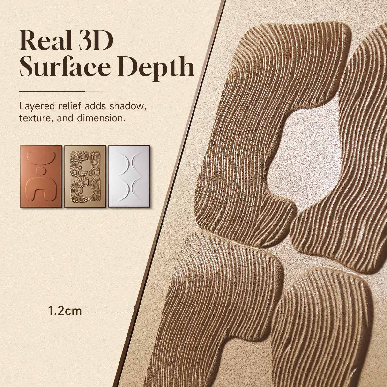 3D Textured Wall Art for Living Room, Set of 3 Wabi Sabi Abstract Sandstone Artwork with Solid Catalpa Wood Frame, Minimalist Triptych Pictures for Hallway Entryway, Ochre Earth & Terracotta Harmony, 24x36 In