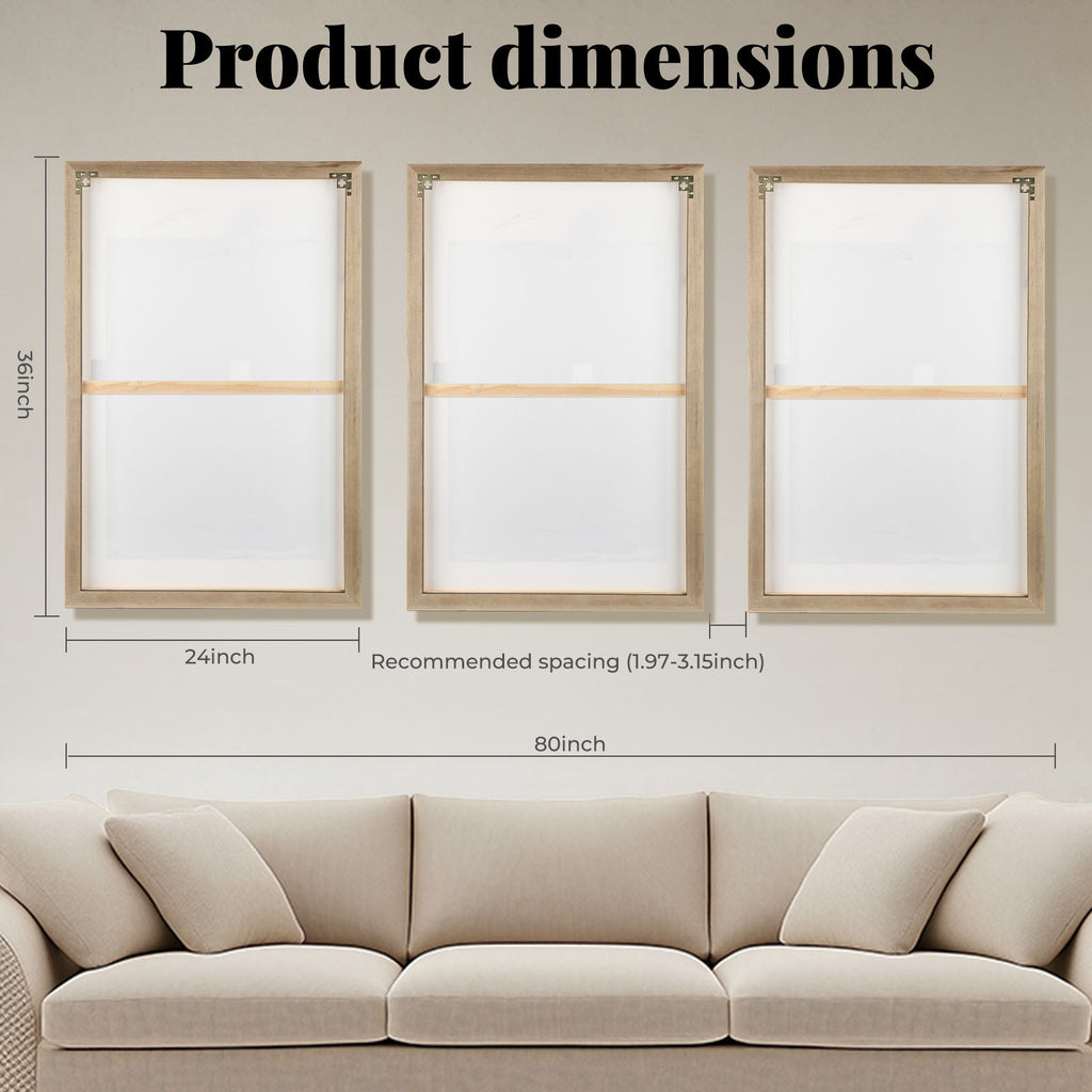 Large 3D Textured Framed Wall Art for Living Room, 3pcs Abstract Geometric Relief Artwork for Walls, Modern Neutral Black Beige Sandstone Plaster Pictures for Entryway Foyer Home Decor, 24x36 Inch