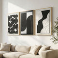 Large 3D Textured Framed Wall Art for Living Room, Set of 3 Black and White Boho Relief Sculptures, Modern Minimalist Arch & Wave Plaster Pictures for Large Entryway Foyer Decor, 24x36 Inch